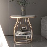 Table basse simple et moderne de style italien, avec plateau en marbre double couche et structure en fer, pour chambre à coucher, balcon, salon