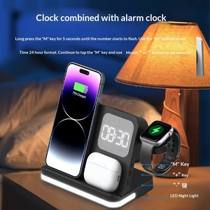 Reloj Despertador 7 en 1, Apto para Teléfonos Móviles, Relojes, Auriculares, con Cargadores Inalámbricos - Product Image 1