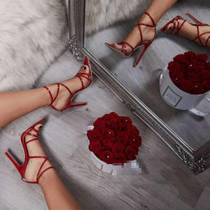 YQY4711 Sexy partito a punta bocca di pesce <span class=keywords><strong>scarpe</strong></span> a spillo a spillo giallo tacco alto sandali da <span class=keywords><strong>donna</strong></span> in pelle sintetica <span class=keywords><strong>scarpe</strong></span> con tacco - Product Image 6