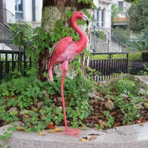 Metal Flamingos Decoração de jardim Metal Artes Decoração ao ar livre família Estacas de pés de metal para jardim