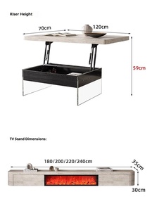 <span class=keywords><strong>Cheminée</strong></span> électronique moderne de luxe italienne à simulation de feu, avec plateau en pierre intégré, <span class=keywords><strong>meuble</strong></span> <span class=keywords><strong>TV</strong></span> <span class=keywords><strong>suspendu</strong></span>, combinaison au sol - Product Image 5