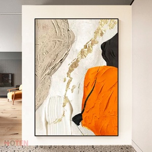 100% pintura al óleo abstracta dorada pintada a mano sobre <span class=keywords><strong>lienzo</strong></span> moderno con textura gruesa <span class=keywords><strong>para</strong></span> comedor o dormitorio incluye marco - Product Image 4