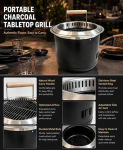 Barbecue <span class=keywords><strong>Plancha</strong></span> en Acier Inoxydable de Haute Qualité à Hauteur Réglable pour Camping, Bois de Chauffage et Charbon de Bois - Product Image 5