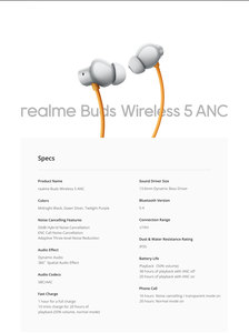 Audífonos Intrauditivos Inalámbricos Realme Buds 5 ANC con Resistencia al Agua IPX5, Indicador LED de Batería y 20 Horas de Reproducción - Product Image 3