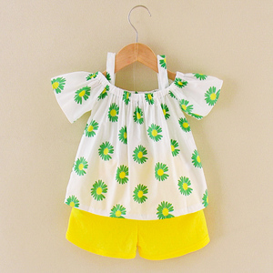Bebé niño ropa de niñas flores Tank Tops blusa de pantalones cortos de verano traje de bebé conjunto - Product Image 2