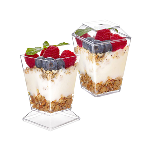 แก้วพลาสติก PS แบบใช้แล้วทิ้งทรงสี่เหลี่ยมผนังเดียว สำหรับร้านอาหาร บรรจุภัณฑ์ขนมหวาน เค้ก แบบกำหนดเองได้ - Product Image 5