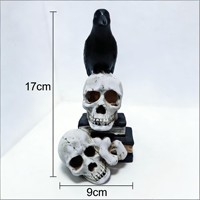 Lampe Crâne de Corbeau en Résine pour Enfants, Ornement Décoratif, Prix d'Usine, Nouvelle Arrivée, Vente Chaude, Décoration d'Halloween, Alimentée par Piles, Pour Intérieur