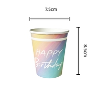 615186 Gobelets en papier colorés pour anniversaire 9oz 8 pièces Vaisselle Fête de célébration Fournitures de fête Décoration Vie quotidienne PartyMaker