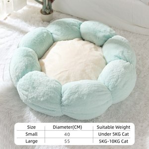 Heated Soft Plush <b>Round</b> Cat <b>Bed</b> with Cotton Fill Eco-Friendly & Portable Cute Cartoon Design for All Seasons - Product Image 2
