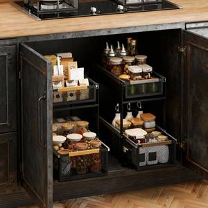 Tùy Chỉnh Thép Carbon Nặng Bụi Trượt Lưu Trữ Nhà Bếp Kệ Cho Tủ Tổ Chức - Product Image 1