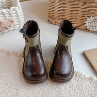 Chaussures d'hiver et d'automne pour enfants de style coréen, en cuir PU, bottes de princesse élégantes et douces pour filles