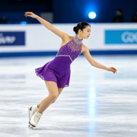 Robe de patinage artistique violette à dos nu profond avec strass et jupe en maille pour filles et adultes, idéale pour la compétition et les spectacles
