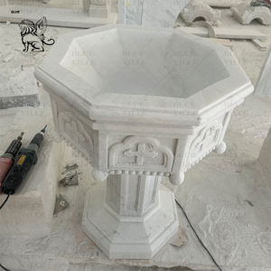 BLVE su misura decorazione religiosa presbiterio scolpito a mano pietra acqua santa fonte marmorea chiesa fonte battesimale - Product Image 2