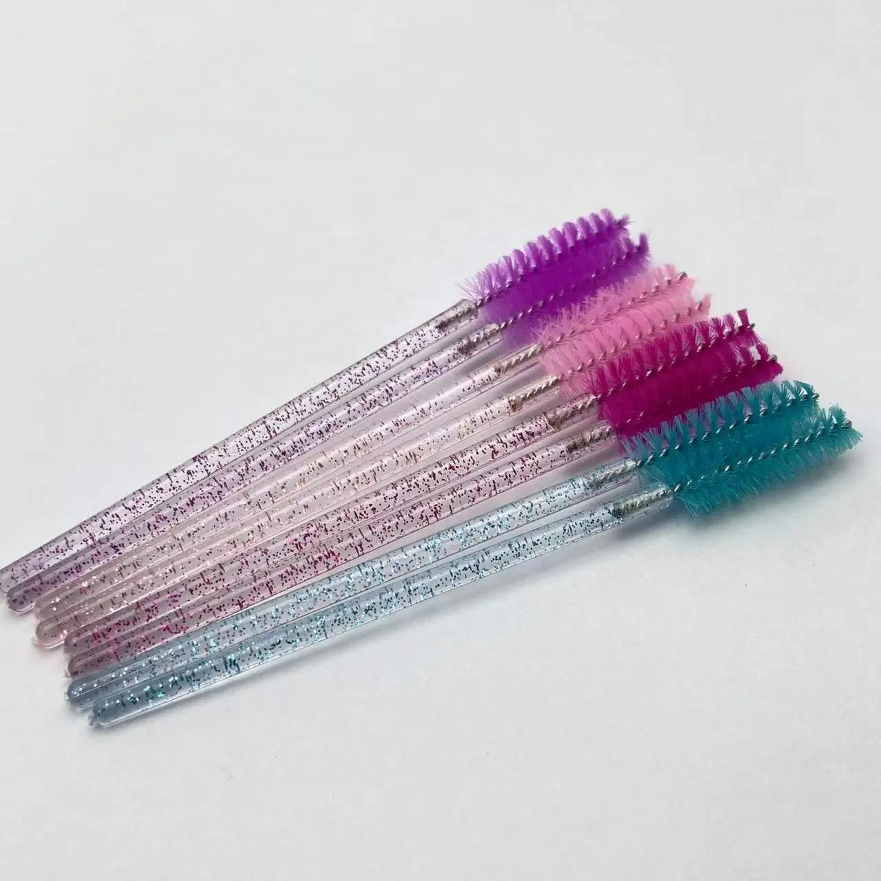 Toptan parlak kristal kirpik uygulayıcısı tek kullanımlık kristal tutacak naylon maskara fırçaları biriktirme fırçalar makyaj kirpik fırçalar