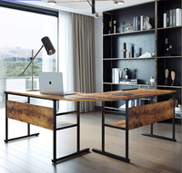Bureau d'ordinateur moderne en acier en forme de L, grand bureau double, table de travail portable pour usage commercial, table à dessin simple et élégante