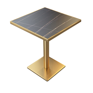 Mesa de Negociación Comercial de Lujo para Restaurante Occidental, con Tablero de Piedra y Borde de Aleación de Aluminio Dorado, para Hotel - Product Image 6