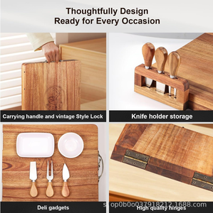 Planche à découper en bois pliable, couteau à <span class=keywords><strong>fromage</strong></span> <span class=keywords><strong>de</strong></span> <span class=keywords><strong>charcuterie</strong></span>, <span class=keywords><strong>plateau</strong></span> à fruits pour la cuisine ou la maison, rangement peu encombrant - Product Image 5
