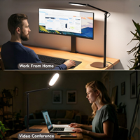 Lampe de bureau LED à hauteur réglable et intensité variable pour le bureau à domicile, les vidéoconférences et les postes de travail