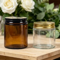 Pot à crème en verre ambré à large ouverture avec couvercle en aluminium, marque Hebei Origin, pour masques faciaux, soins de la peau, stockage, impression personnalisable