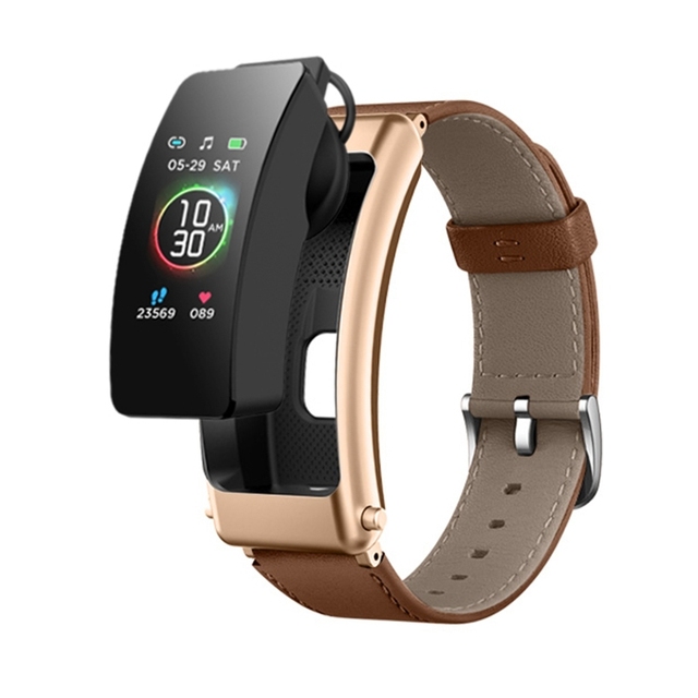 K30 0.96 Inch Leather Band Earphone Detachable Life Waterproof Smart Watch Support Pone Call Fashion Smart Watches