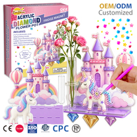Kit DIY de pot de fleurs en acrylique avec diamants, aimant de réfrigérateur, château de rêve, licorne, arc-en-ciel, stylo diamant pour filles, décoration de cuisine et de réfrigérateur