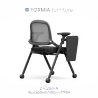 Chaise de bureau pliable de haute qualité pour l'étude, la formation, avec tablette d'écriture pour les réunions, les tâches de bureau