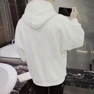 New Fashion Men's Autumn/Winter Hoodie Street <b>Long</b> <b>Sleeve</b> Loose Solid Color Casual Shirt Wool <b>Top</b> <b>White</b> Hoodie - Product Image 4