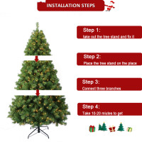 Usine en gros pas cher 7ft prelit artificiel jaune chaud led lumières 1221 conseils PVC arbre de noël artificiel
