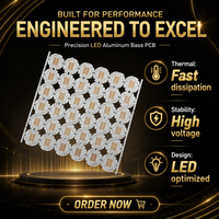 Base en aluminium pour LED, PCB MCPCB, épaisseur de la plaque 1,2 mm, cuivre 25 µm, finition de surface OSP pour LED haute puissance