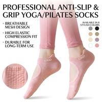 Chaussettes de Pilates et de Yoga Antidérapantes à Logo Personnalisé, Respirantes en Maille, à Bout Ouvert, en Coton, pour Femmes, Idéales pour la Danse Classique et la Barre, Vente en Gros pour Studios
