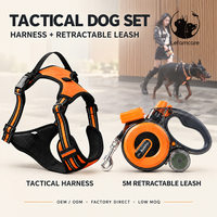 Ensemble laisse rétractable et harnais pour grands chiens, robuste, anti-traction, type gilet tactique, 5m, vente en gros
