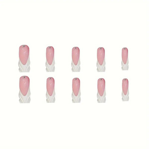24 <span class=keywords><strong>Uñas</strong></span> Postizas Acrílicas 3D <span class=keywords><strong>Cortas</strong></span> Cuadradas Tipo Pico de Pato, Hechas a Máquina, Venta al por Mayor, <span class=keywords><strong>Uñas</strong></span> Falsas Adhesivas <span class=keywords><strong>para</strong></span> Aplicación en Dedos - Product Image 4
