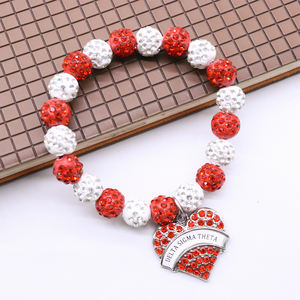Precio bajo Venta al por mayor <span class=keywords><strong>Sorority</strong></span> Delta Sigma Theta <span class=keywords><strong>Charm</strong></span> Making Red White Bling Beaded Greek DST 1913 Soror Jewelry Pulsera elástica - Product Image 5