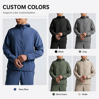Veste coupe-vent légère à capuche personnalisée en usine, imperméable 100 % polyester, zippée, pour le sport, la course et la pluie, pour homme
