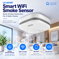 Détecteur de fumée intelligent WiFi LH-601WF, alarme optique sans fil avec alerte via application pour la sécurité incendie de la maison intelligente