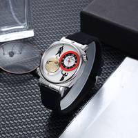 Montre-bracelet mécanique de luxe pour homme en acier inoxydable, avec double dragon doré gravé, verre saphir et cadran rotatif à strass