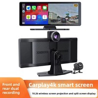 Cámara para Auto con CarPlay Inalámbrico, Grabación Dual Delantera y Trasera 4K+1080P, WiFi, GPS, Navegación, Pantalla Táctil de 10.26 Pulgadas, Cámara de Reversa