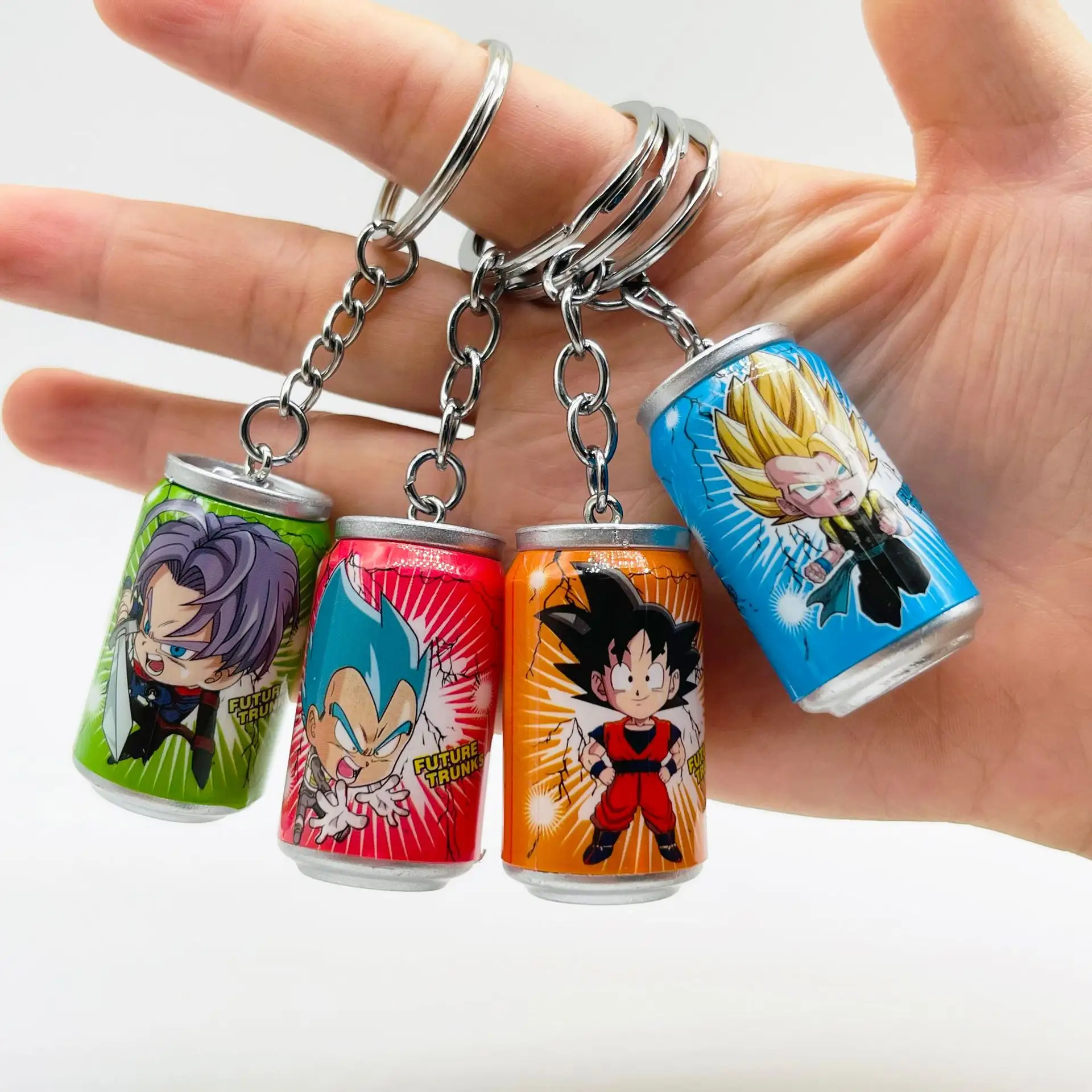 4Cm Phim Hoạt Hình Phim Hoạt Hình Đóng Hộp Uống Chai Keyring Mini Goku Vegeta Hợp Kim Keychain