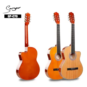 <span class=keywords><strong>Chitarra</strong></span> Classica Cinese OEM da 39 Pollici Ultra Sottile con <span class=keywords><strong>Corde</strong></span> in <span class=keywords><strong>Nylon</strong></span> e Cutaway in Abete - Product Image 1