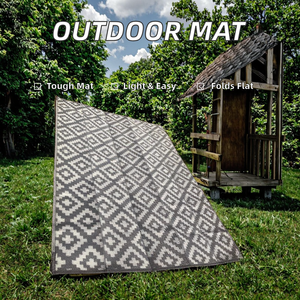 Tapis d'extérieur pliables en polypropylène de haute qualité, imperméables, gris et blancs, pour 4 saisons, en liquidation, pour patio, jardin, véranda, balcon - Product Image 5
