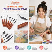 Couteau à palette Giorgione en stock, pièce unique, plusieurs tailles, lame en acier inoxydable, manche en bois, fournitures d'art, vente en gros