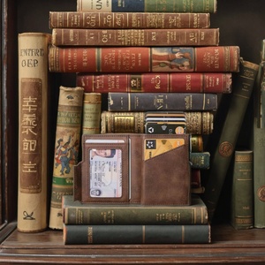 For Vintage Thread Elastic Band Money Clip Slim Wallet Card <b>Case</b> Magnet Expandable RFID Blocking <b>Coin</b> Zipper Pocket Portable - Product Image 5