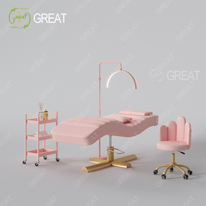 Modern Luxury High Quality Beauty Salon Furniture pink Leather Facial Spa <b>Bed</b> Stainless Steel Base Lash <b>Bed</b> Curved Beauty <b>Bed</b> - Product Image 4