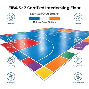 กระเบื้องปูพื้นพลาสติกแบบประกบกันได้มาตรฐาน FIBA 3x3 ยี่ห้อ INOLP ป้องกันการลื่น กันน้ำ เหมาะสำหรับโรงรถ สนามบาสเก็ตบอลเชิงพาณิชย์ - Product Image 4
