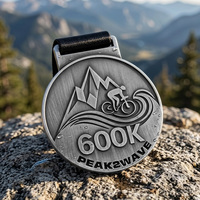 Médailles de finisseur de course de VTT plaquées argent, estampées à chaud, avec logo 3D en métal gaufré, personnalisées pour souvenirs