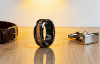 Bague en céramique noire POYA 8MM avec incrustation de grès pour homme, cadeau de festival, cadeau de fiançailles pour les amoureux