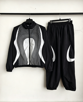 Chándal Deportivo de Verano para Hombre, Diseño Retro con Bloques de Color, Cierre de Cremallera, Resistente a las Arrugas, Cortavientos, Ligero, Transpirable y Ecológico
