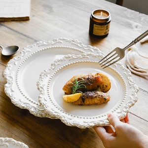 Керамическая обеденная тарелка с французским тиснением, европейский стиль, Сервировочная тарелка в западном стиле для пасты, супа, фруктов, салата, стейка, столовая посуда для ресторана - Product Image 6