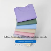 T-shirt intérieur en soie glacée haut de gamme pour femmes, coton Pima, col rond, manches courtes, respirant, 100% coton tricoté pour l'été