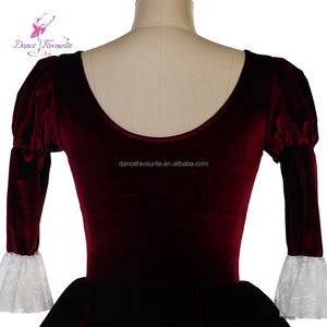 Top de Terciopelo Borgoña 26177 con Tutú de Tul <span class=keywords><strong>Beige</strong></span>, Traje de Ballet Romántico, Tutú de Danza - Product Image 6